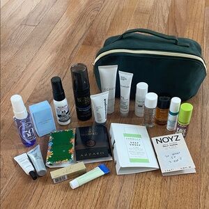 20 piece beauty bundle with green sueded bag